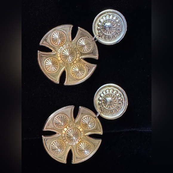 Gold and Silver Statement Earrings - Picture 1 of 2